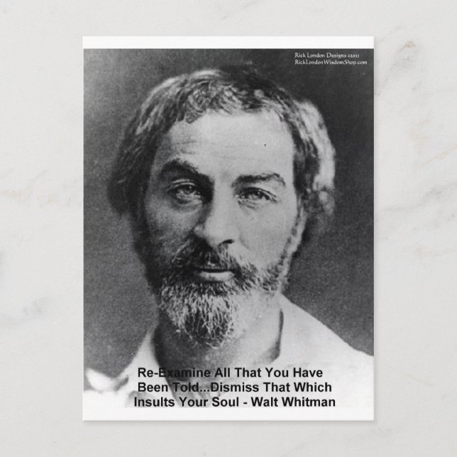 Presentes e Cartões com Citação de Walt Whitman "I (Frente)