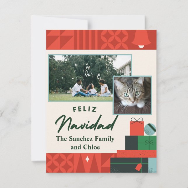Presentes Geométricos Cartão "Feliz Navidad" 2 Fot (Frente)