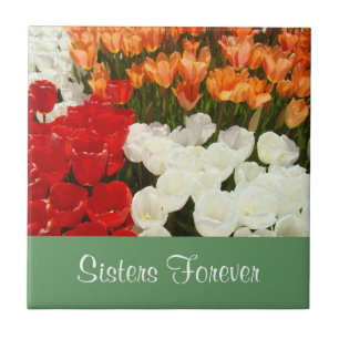 Presentes Irmãs Para Sempre Arte em Azulejo Flores