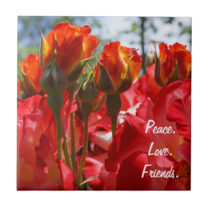 Presentes Paz Amor Amigos Arte em Azulejos Rosas V