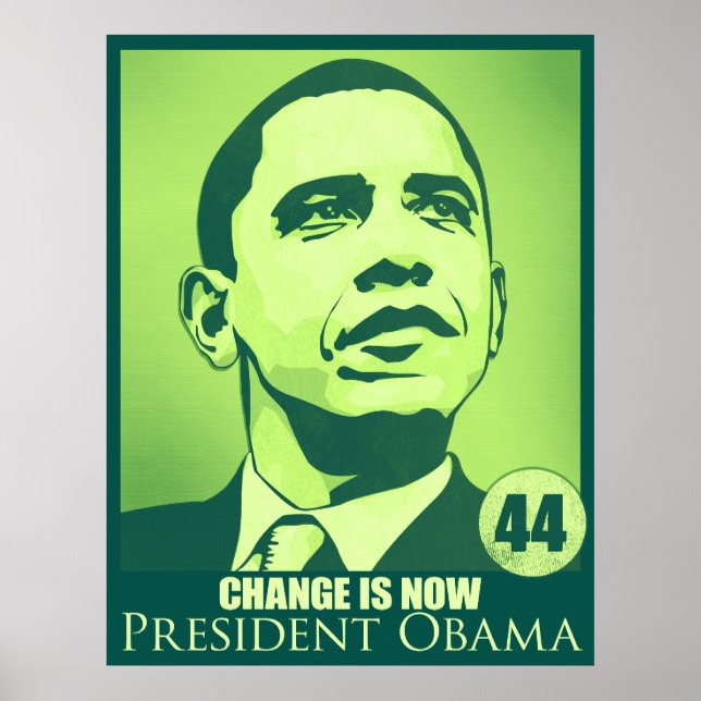 Presidente Obama, Mudança é agora Poster verde (Frente)