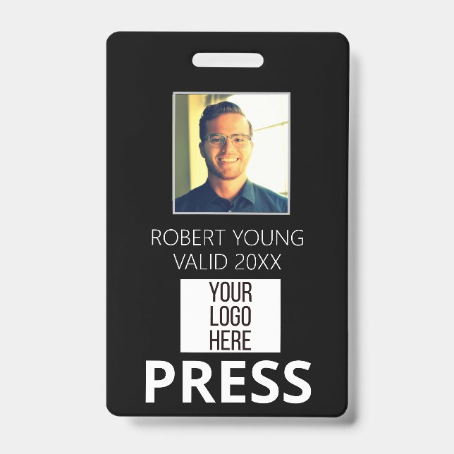 PRESS Personalizado - Passe de foto - Crachá de id (Frente)