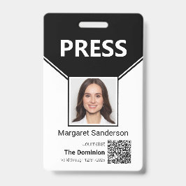 Pressione ID com Crachá de código QR e foto