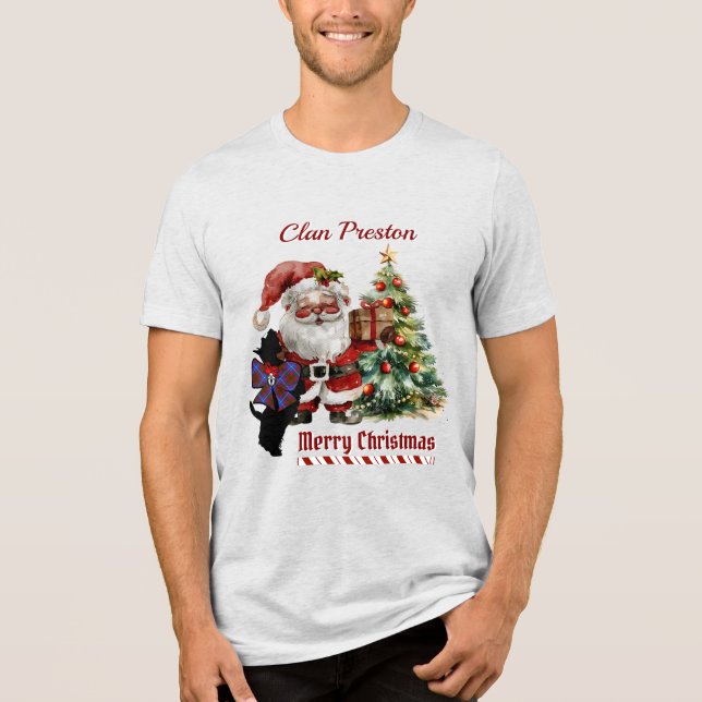 Preston Scottie Dog Xmas Personalizado T-Shirt (Frente)