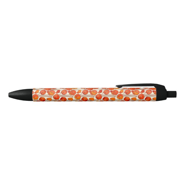 Preta Art Nouveau Poppies Caneta (parte de cima)