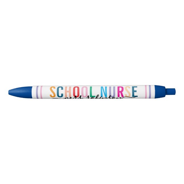 Preta Caneta Colorida de Enfermeira Escolar com Nome Per (Frente)