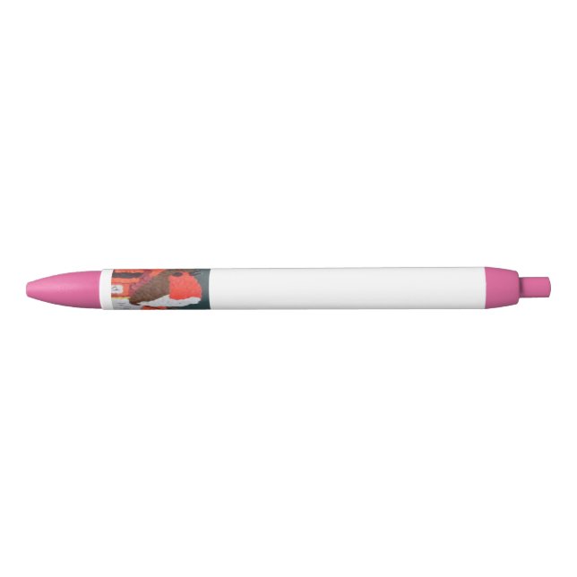 Preta Caneta com Corte Rosa e Robin Pontilhado (Frente)