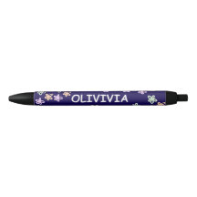 Caneta com ESTILO Flor Azul Elegante