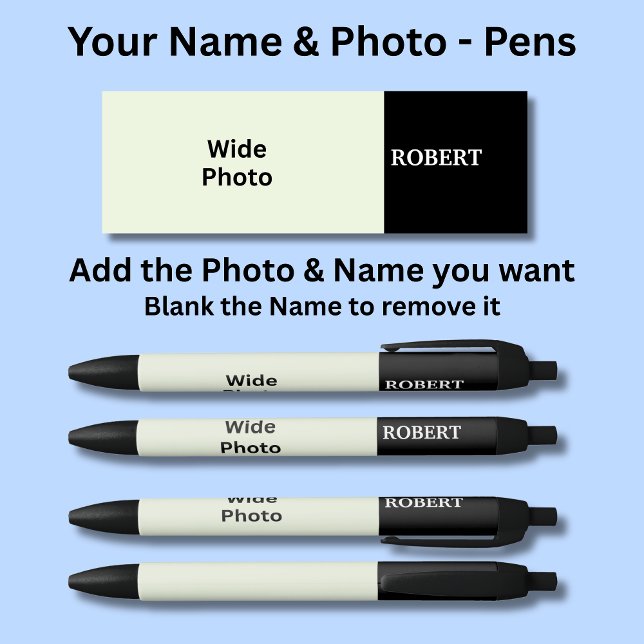 Preta Caneta com Nome Personalizado & Sua Foto (Criador carregado)