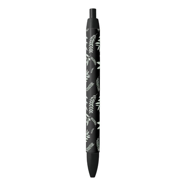 Preta Caneta com Padrão de Galho de Oliveira Natural – E (Frente Vertical)