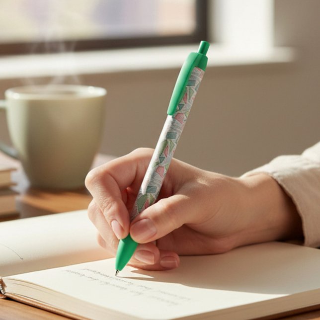 Preta Caneta com Padrão Geométrico Verde (Criador carregado)