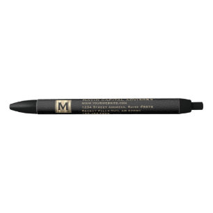 Preta Caneta Comercial do Monograma Dourado Personalizad