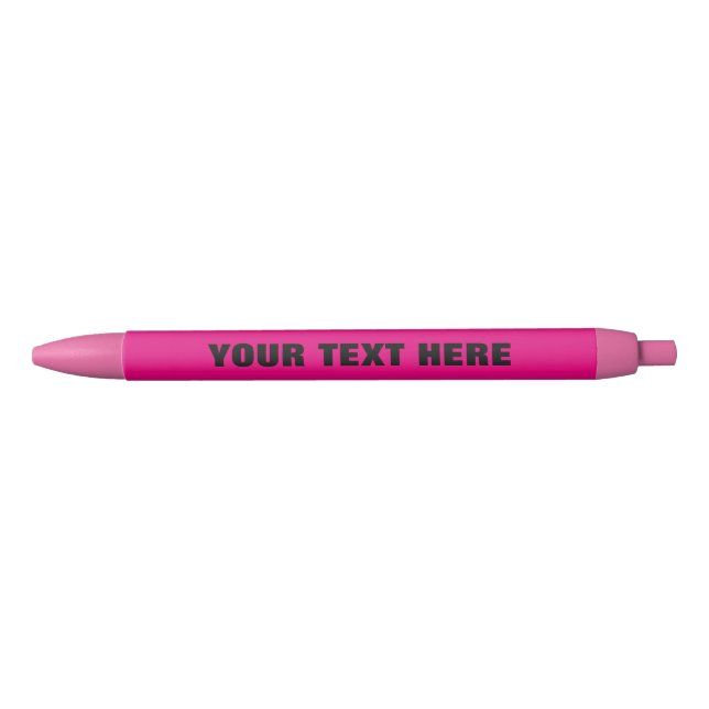 Preta Caneta cor-de-rosa de néon com texto personalizado (Frente)