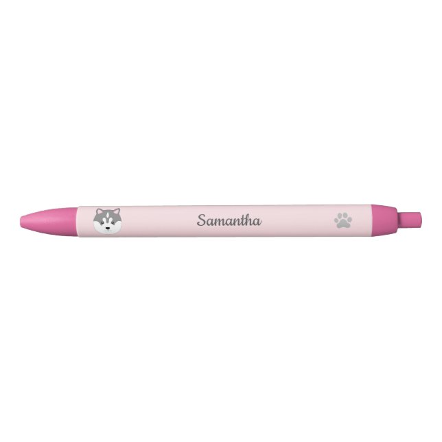 Preta Caneta de Cães Rosa Personalizados (Frente)