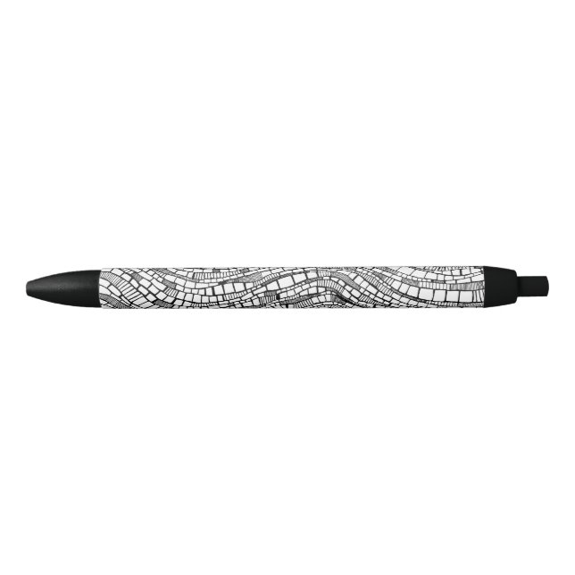 Preta Caneta de Design de Retângulo Preto e Branco Abstr (Frente)