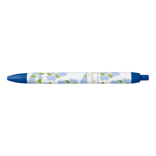 Preta Caneta de Hydrangea Azul Personalizada (Frente)
