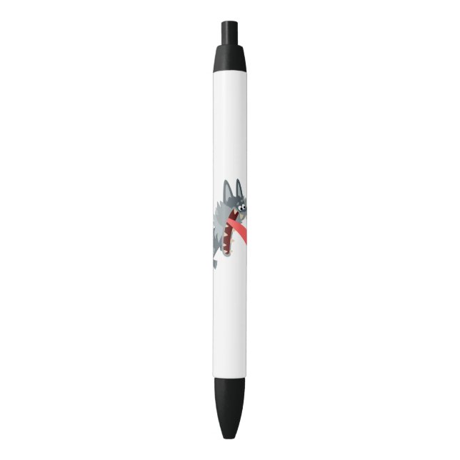 Preta Caneta de Lobo de Cartoon Animada (Frente Vertical)