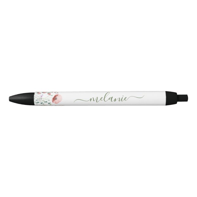 Preta Caneta de Nome de Script Personalizado do Boho Wil (Frente)