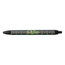Caneta de padrão botânico Esmeralda & Rubor