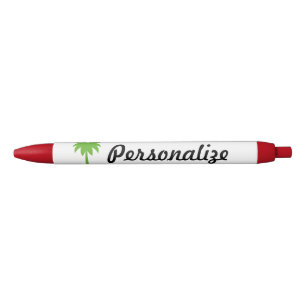 Preta Caneta de palmeira tropical com nome personalizado