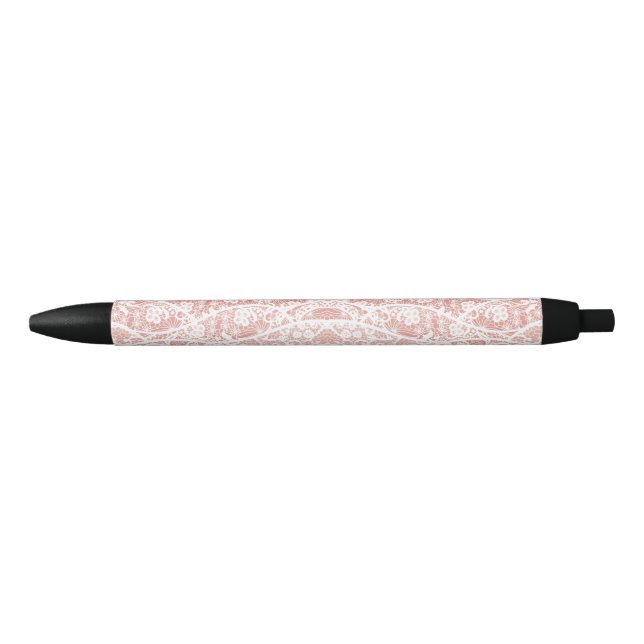 Preta Caneta de rede de haste branca com flores (Frente)