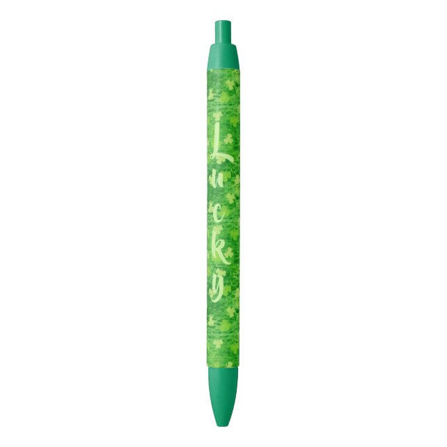 Preta Caneta de Shamrock Personalizada Sortuda (Frente Vertical)