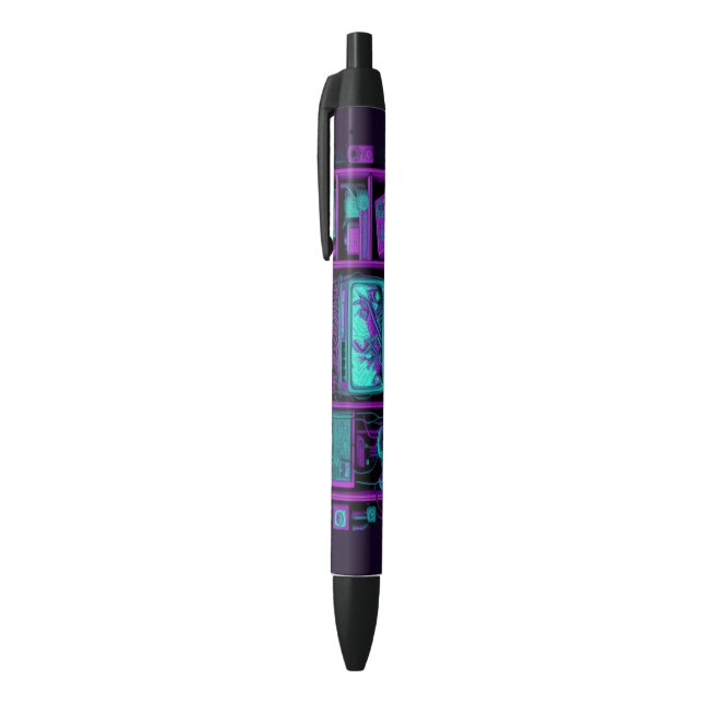 Preta caneta de televisor ciberpunk de 16 bits (Topo (Vertical))