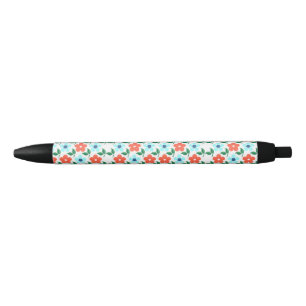 Preta Caneta de tinta de flores e folhas