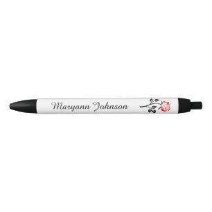 Preta Caneta de Tinta Personalizada da Rosa vermelha Ele