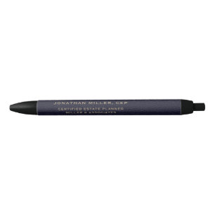 Preta Caneta de Tipografia Simples Azul e Dourada