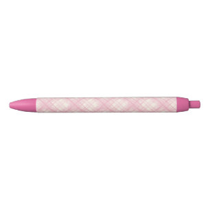 Preta Caneta de Xadrez rosa do Pastel-branco