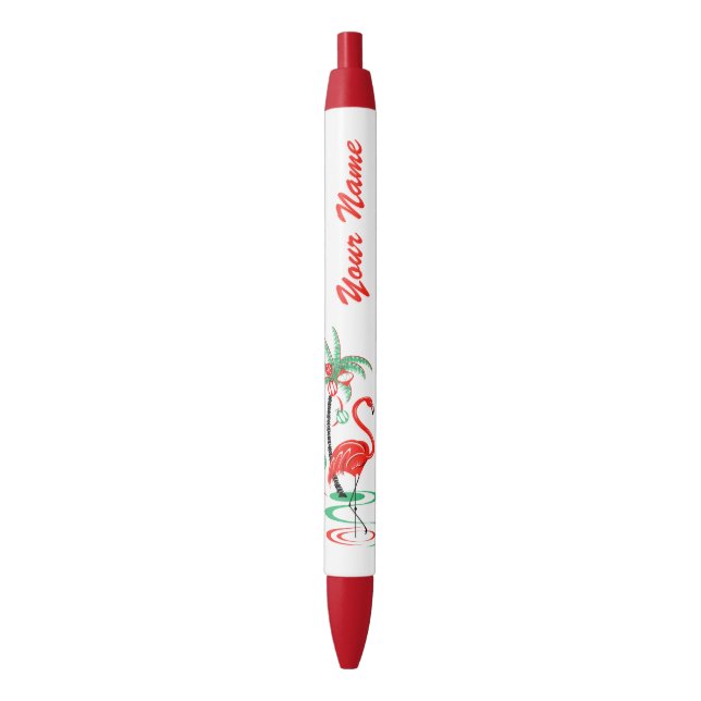 Preta Caneta do nome Flamingo Red Christmas (Frente Vertical)
