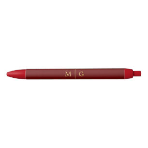 Preta Caneta Elegante com Monograma Personalizado para U