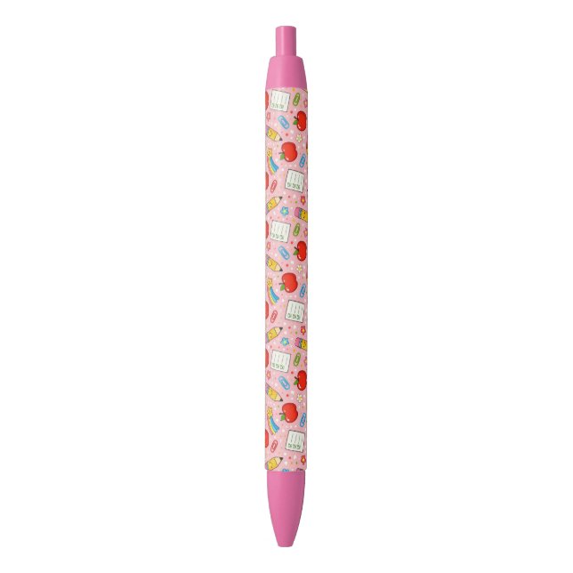 Preta Caneta Escolar Rosa para Crianças (Frente Vertical)