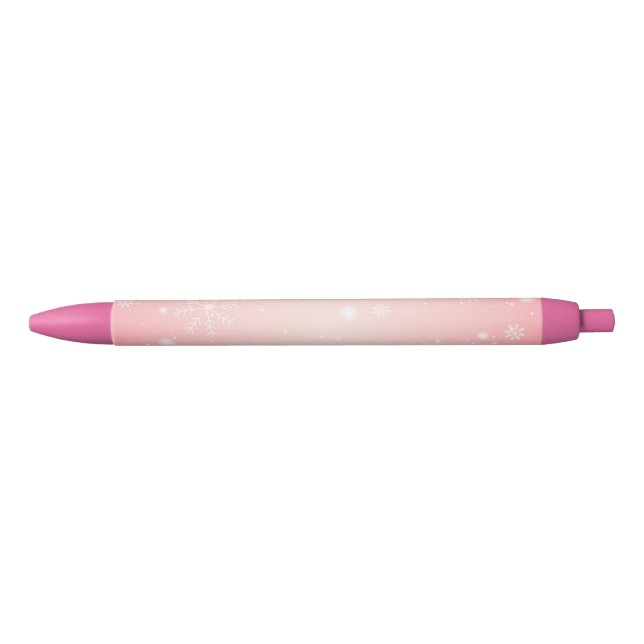 Preta Caneta Floco de Neve de Inverno Rosa (Frente)