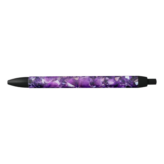 Preta Caneta Gemstone de Crystal Geode Roxo (Frente)