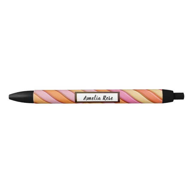 Preta Caneta Geométrica de Abstrato de Pastel Personaliz (Frente)