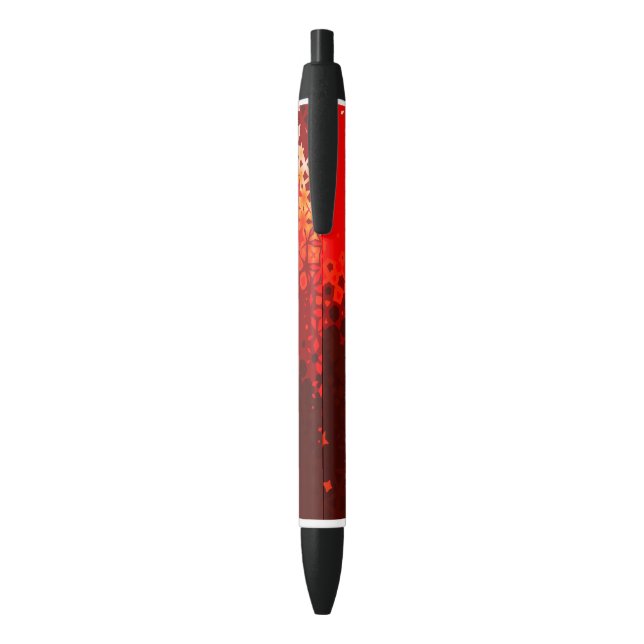 Preta Caneta geométrica em vermelho e bege vibrante (Traseira (Vertical))