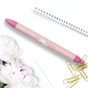 Preta Caneta Nome Infantil Unicórnio Mágico Rosa Moderno