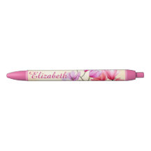 Caneta Personalizada Aquarela Magnólia Rosa