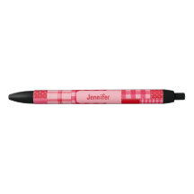 Caneta personalizada com remendo rosa e vermelho