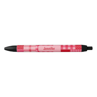 Preta Caneta personalizada com remendo rosa e vermelho
