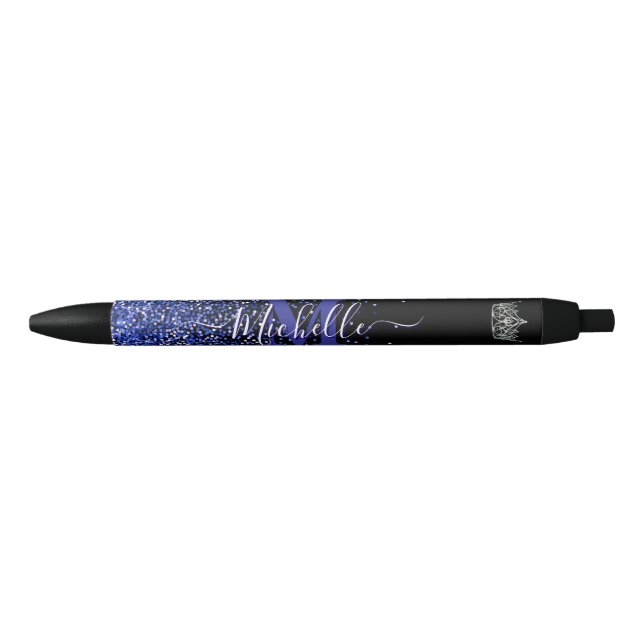 Preta Caneta Personalizada de Autografo Real Glitz Monog (Frente)