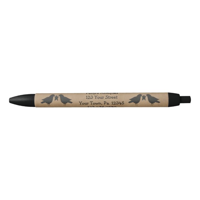 Preta Caneta Personalizada de Corvos Primitivos (Frente)