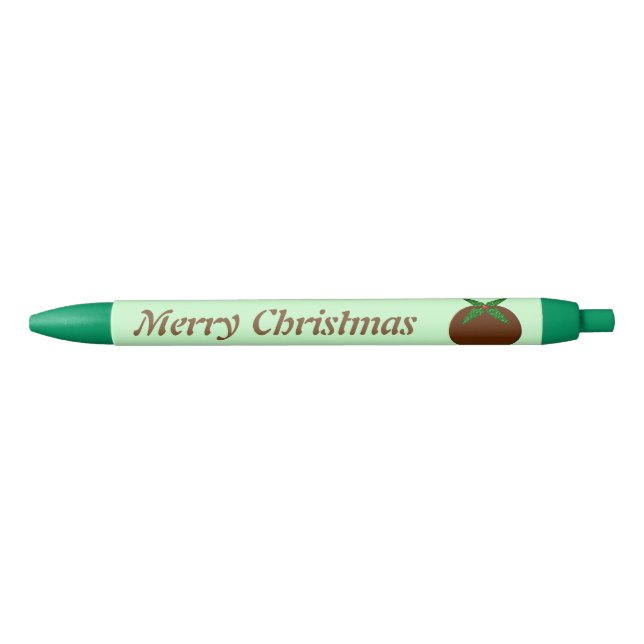 Preta Caneta Personalizada de Pudim de Natal (Frente)