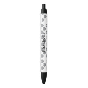 Preta Caneta Personalizada Elegante Amor Cinza Nome Styl