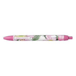 Preta Caneta Personalizada Floral