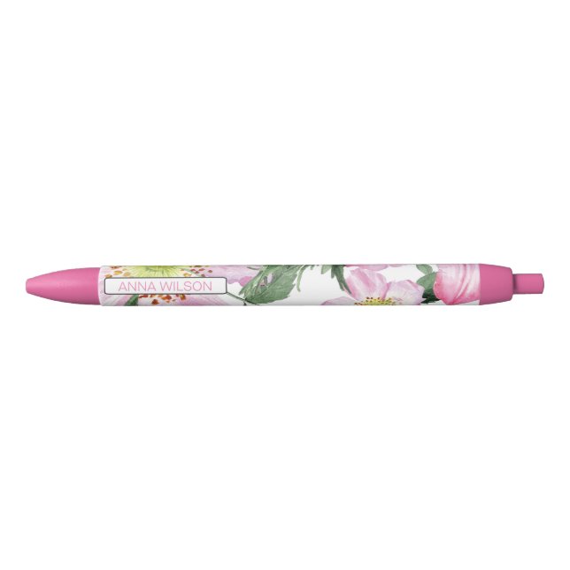 Preta Caneta Personalizada Floral (Frente)