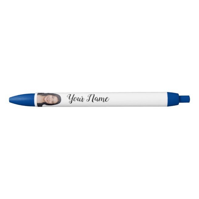 Preta Caneta Personalizada Minimalista com Foto Custom (Frente)