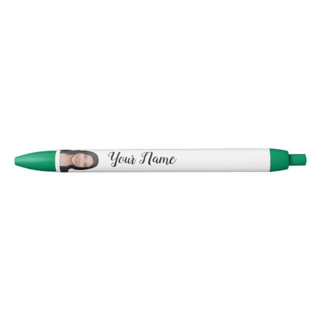 Preta Caneta Personalizada Minimalista com Foto Custom (Frente)
